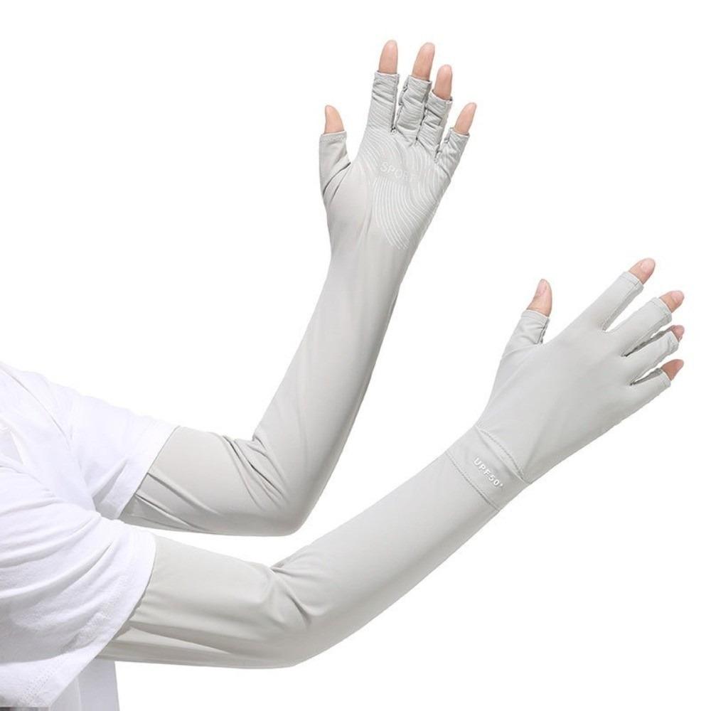 Solid Color Ice Silk Arm Sleeve Sun Protection Summer Arm Cover Women's Gloves Long Sleeve  Men