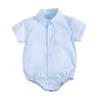 Ромпер Комбинезон Короткий рукав Весна Лето Воротник Пуговица Мальчик Малыш Дети Дети Детская одежда Девочка Повседневный Хлопок 23466 Синий 18Месяцев [Misia Luxury]