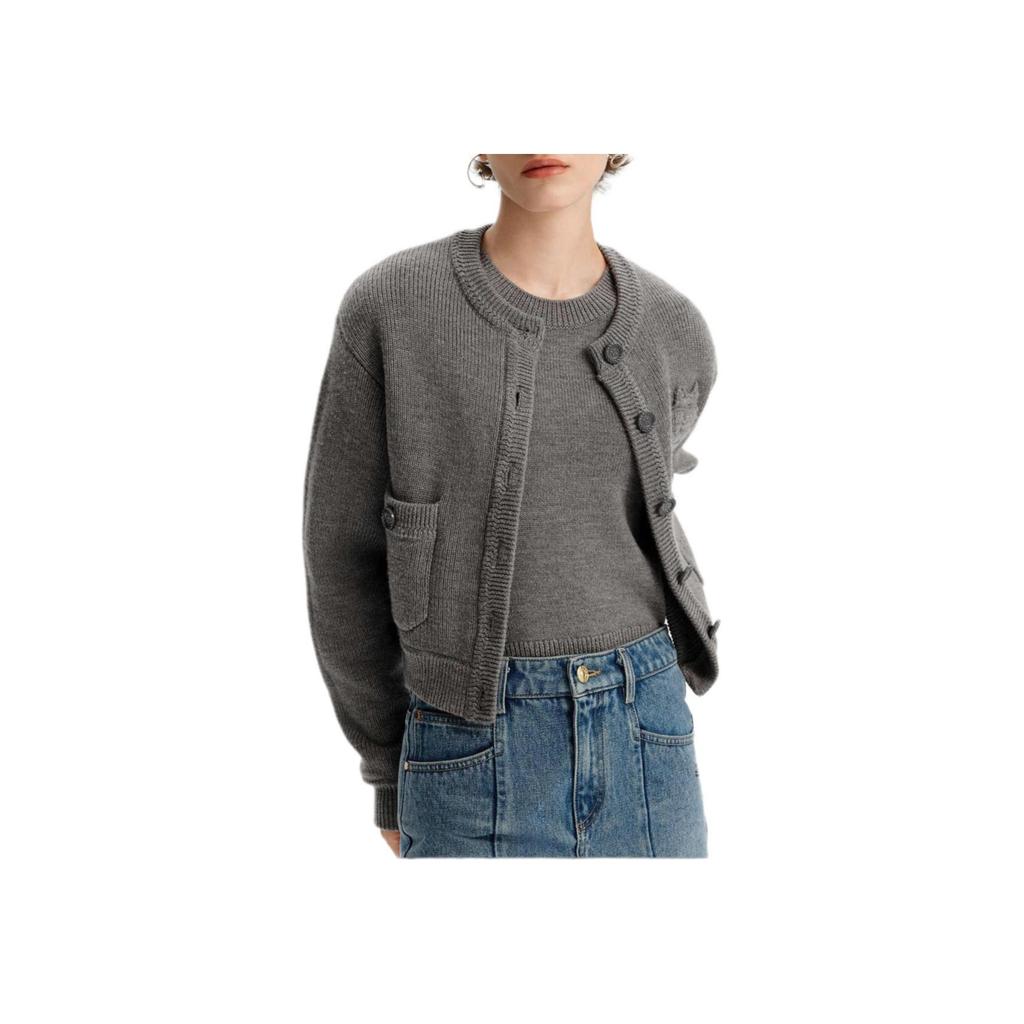 Karl Lagerfeld Outdoor Commuting Party Lightweight Solid Color Round Neck Long Sleeve Sweater Women sweater Gray K27L2212