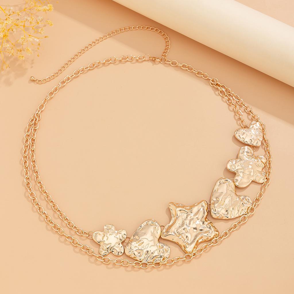 Luxury Sexy Gold Color Heart Star Belly Waist Chain for Women Punk Multi-layer Metal Chain Belt Body Jewelry Dress Accessories