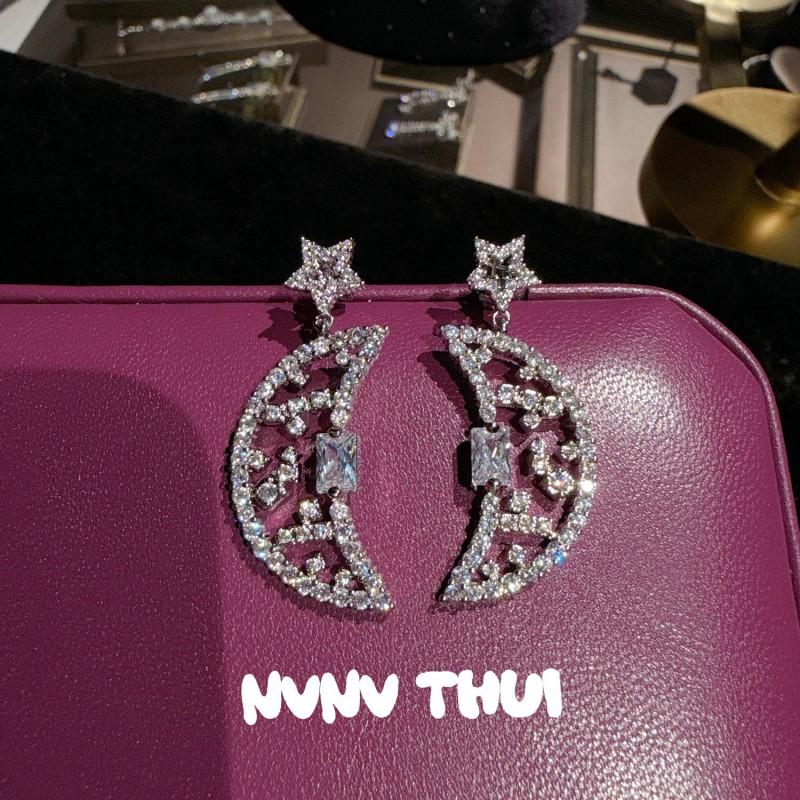 Elegant Water Drop Butterfly Knot Pearl CZ Earrings With Star Moon Pendant Women Vintage Chic Jewelry
