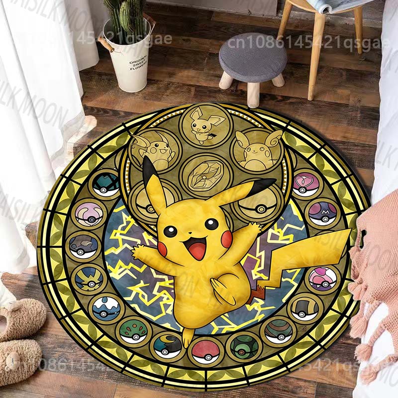 Japanese Pet Collecting Game E-vee Print Round Carpet for Living Room Bedroom Table Chair Sofa Home Decor Area Rug Luxury Gift