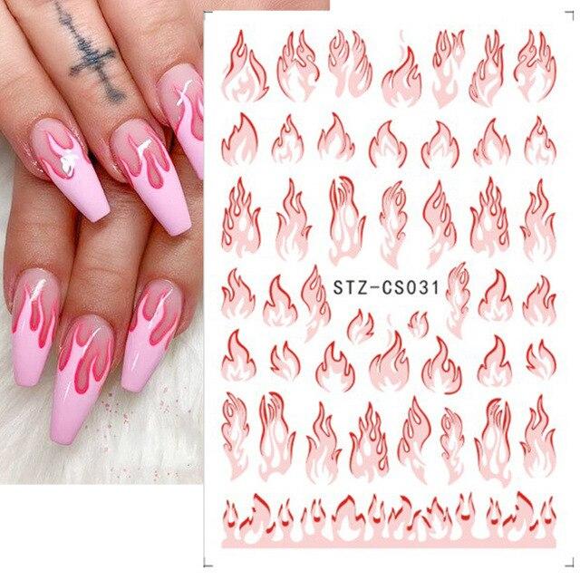 Abstract Line DIY Nail Stickers for Women Girls Nail Art Decorations Rose Gold Spring 3D Sliders for Manicure Nail Polish Decals