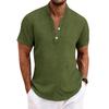 Men's Stand-up Collar, Half-open Jacket, Linen Short-sleeved Shirt