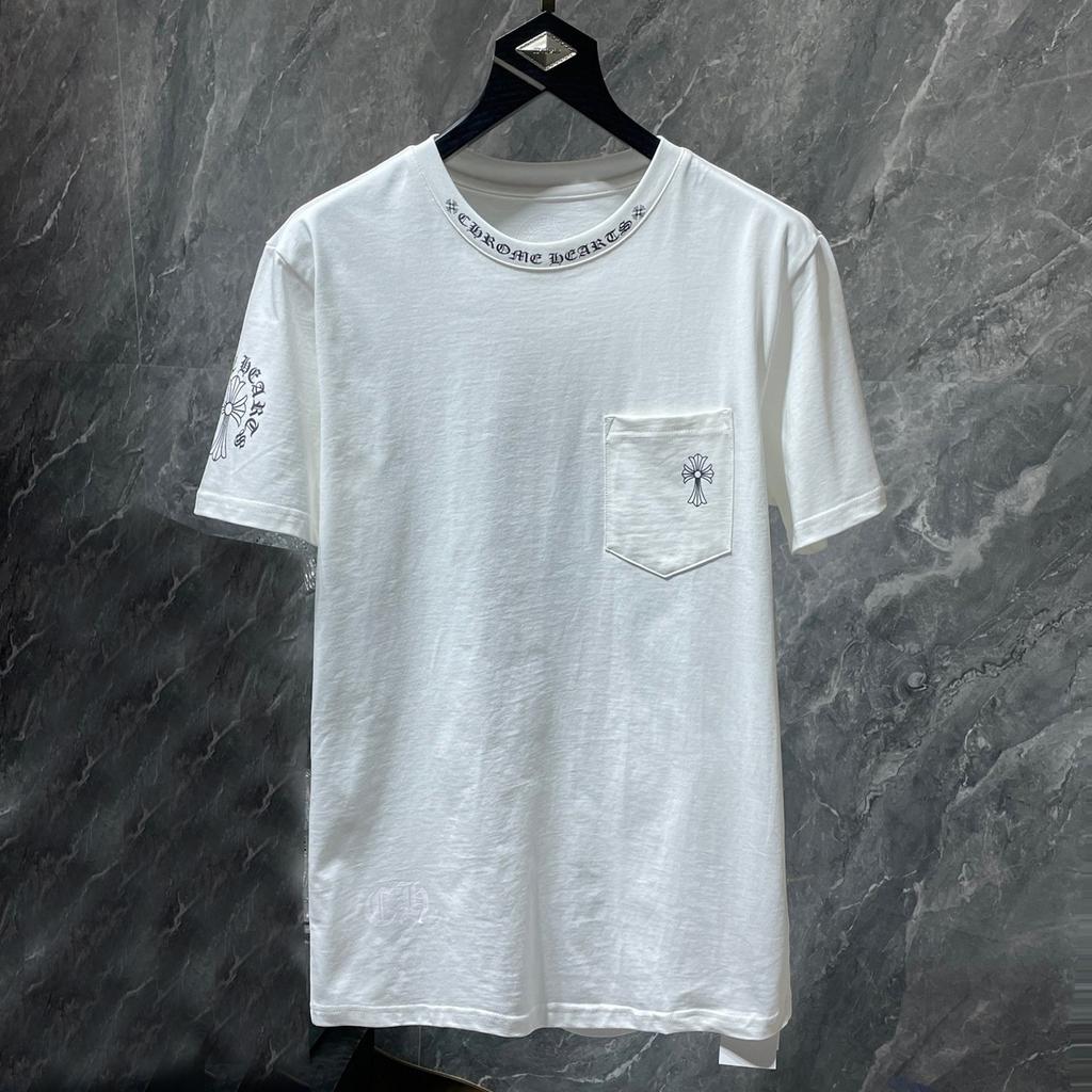 8010 CHROME HEARTS Лето 2026 Новая Высококачественная Хлопковая Круглый Вырез Свободная Большого Размера Мужская и Женская Футболка Футболка для Пары