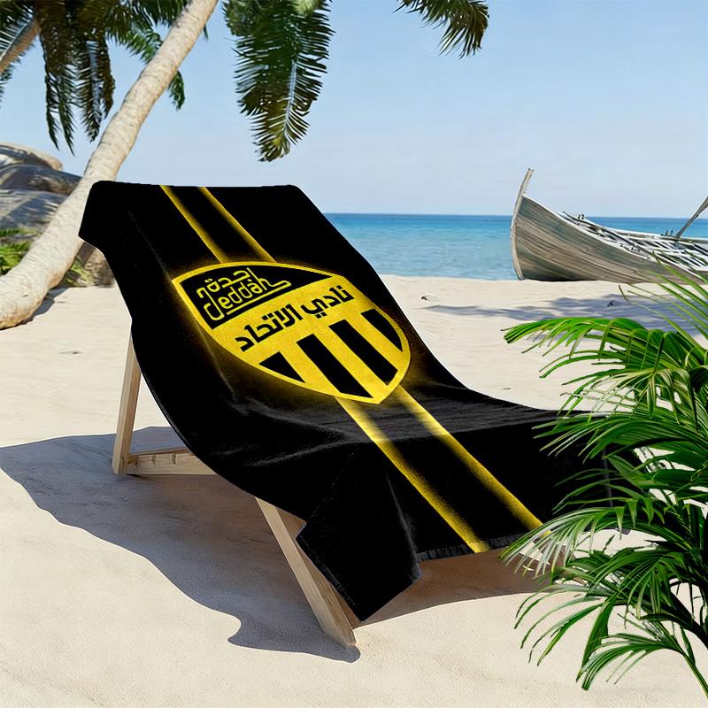 Al-Ittihad Club Logo Print Beach Towel, Large Soft Quick Dry Towel for Beach Camping Swimming