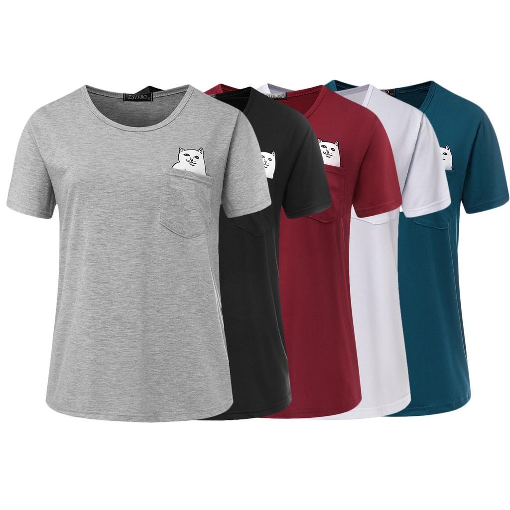 Pure Cotton Casual T Shirt For Men With Cartoon Cat Print Summer Tee