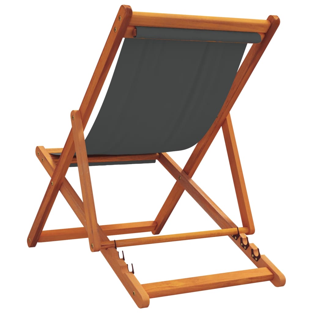 Beach Chairs 2 pcs. Foldable Grey Fabric
