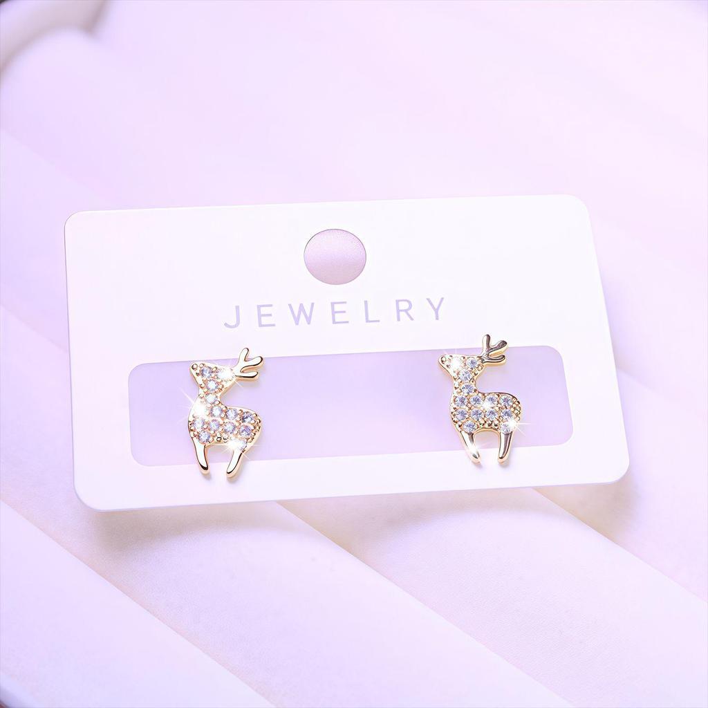 Элегантные маленькие серьги-пусеты цвета олененка для женщин - Модное рождественское праздничное ювелирное украшение в подарок