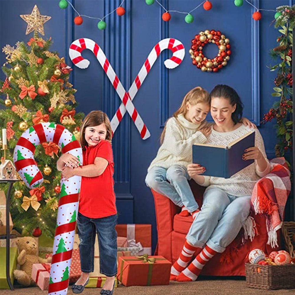 Рождественское украшение Надувные игрушки Рождественский леденец Санта Клаус Трость Костыль Шары
