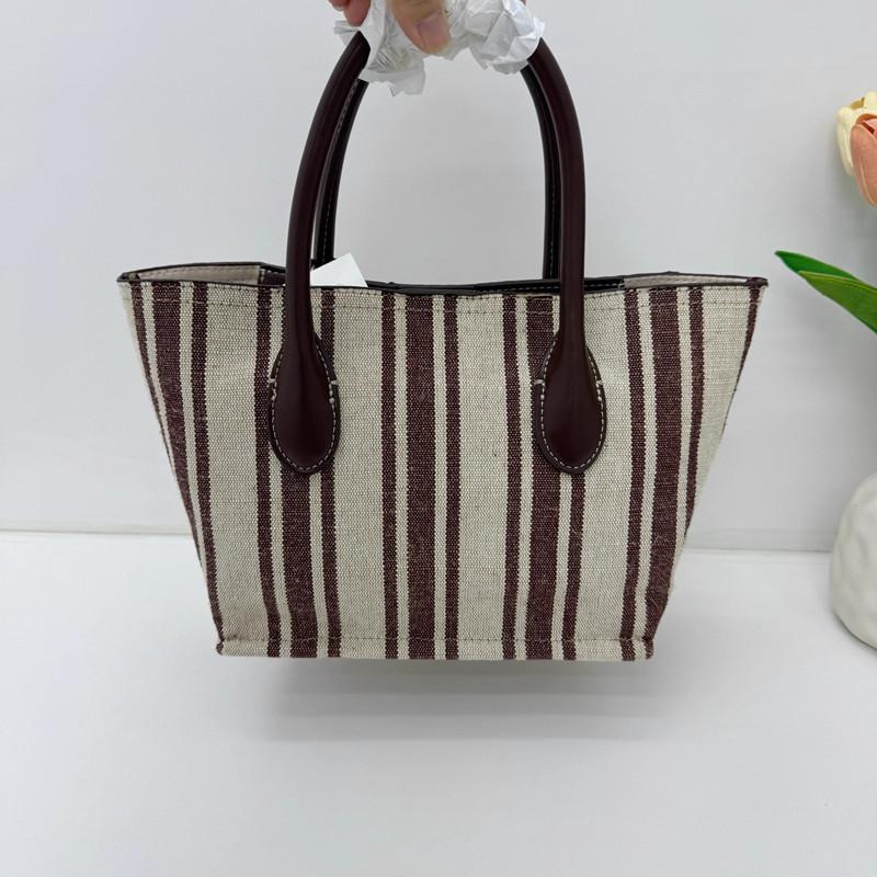Hot Sale Of The Season New Women's Large Capacity Canvas Tote Bag College Class Shoulder Bag Simple Striped Casual Style Handbag