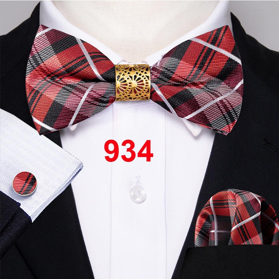 Barry.Wang Галстук-бабочка для мужчин, шелковый галстук-бабочка с рисунком пейсли, набор запонок в клетку