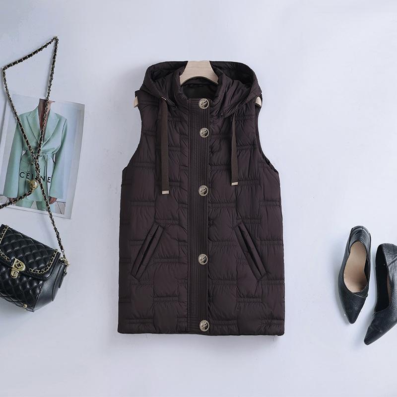 Hooded Fashion Year Down Cotton Large Size Vest Sleeveless Vest Women's Thickened Trendy Warm Versatile Winter New