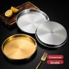 Круглый золотой поднос из нержавеющей стали в корейском стиле для холодной лапши, риса или приготовления на пару – Утолщенная тарелка с плоским дном