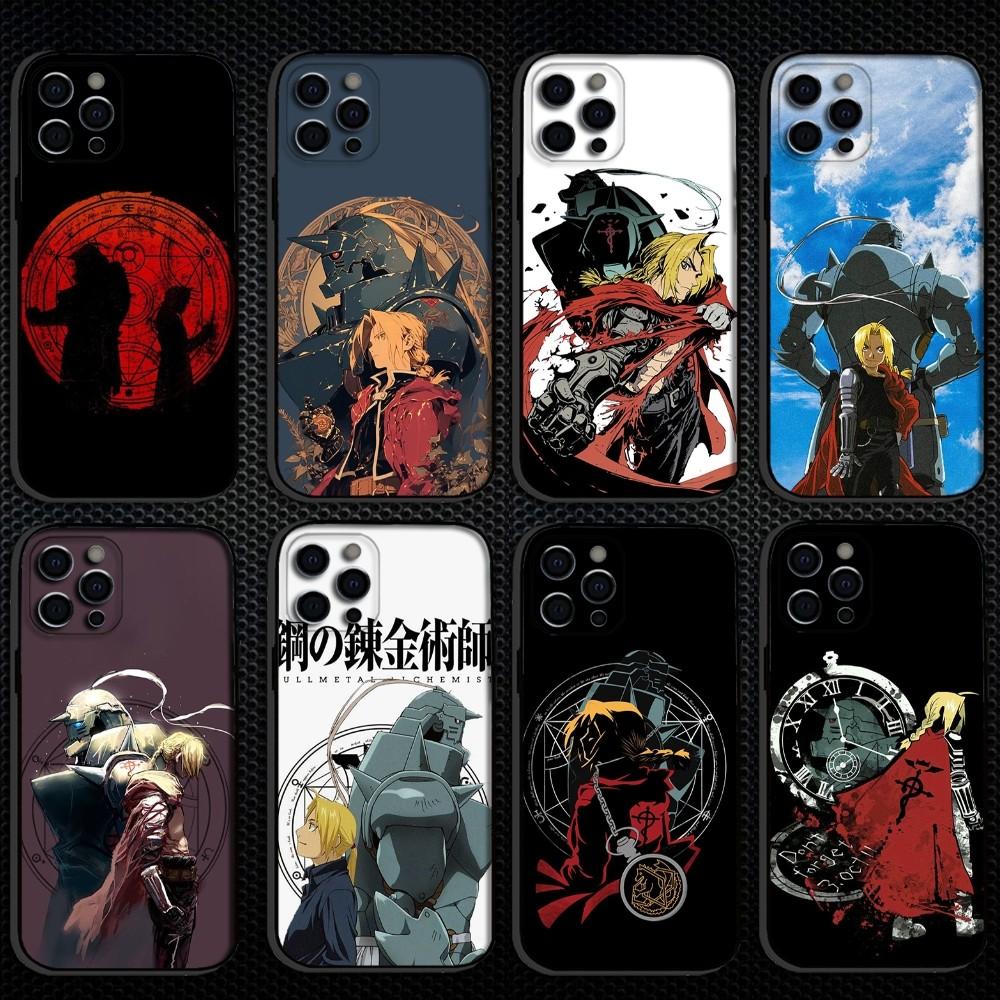 Fullmetals Anime A-Alchemists Brother Phone Case For iPhone 16,15,14,13,12,11 Plus,Pro Max,XS,X,XR,SE Soft Silicone Black Cover
