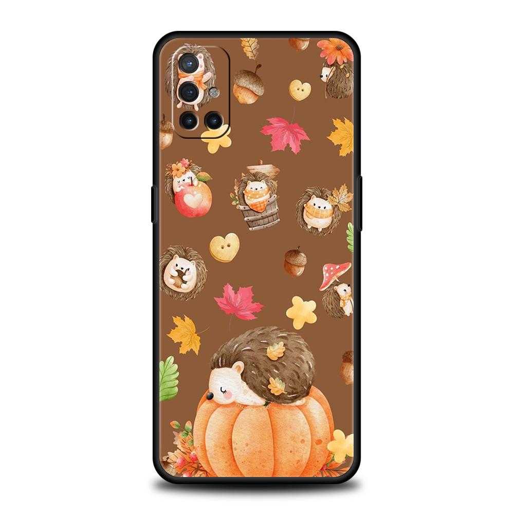 Phone Case For Oneplus 13R 12R 13 12 10T 10R Nord N100 N200 N10 10 9 9R 9RT CE 2 Z Pro 5G Soft TPU Autumn Cute Hedgehog Design