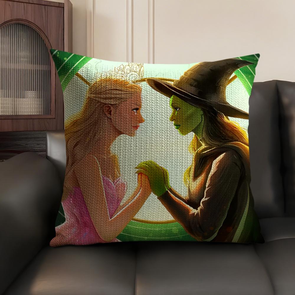 WWicked Part One Movie Cushion Cover Natural Linen Organic Fabric DoubleSided Printing Sofa Home Decor Gift Pillow Case