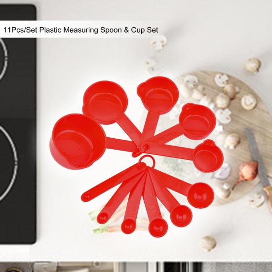 11Pcs/Set Plastic Measuring Spoon & Cup Set BPA-Free Baking Measuring Tool for Flour Sugar Salt Liquid Multifunctional Kitchen Household Meter