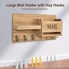 Универсальная настенная полка для прихожей 4-в-1 с крючками для ключей, деревянный органайзер в деревенском стиле для почты, журналов и ключей.