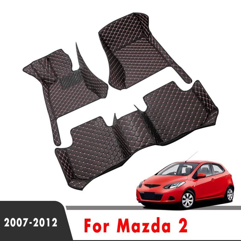 Для Mazda 2 2012 2011 2010 2009 2008 2007 Автомобильные коврики Аксессуары для интерьера Кожаные ковры Украшения Стайлинговые детали Продукты
