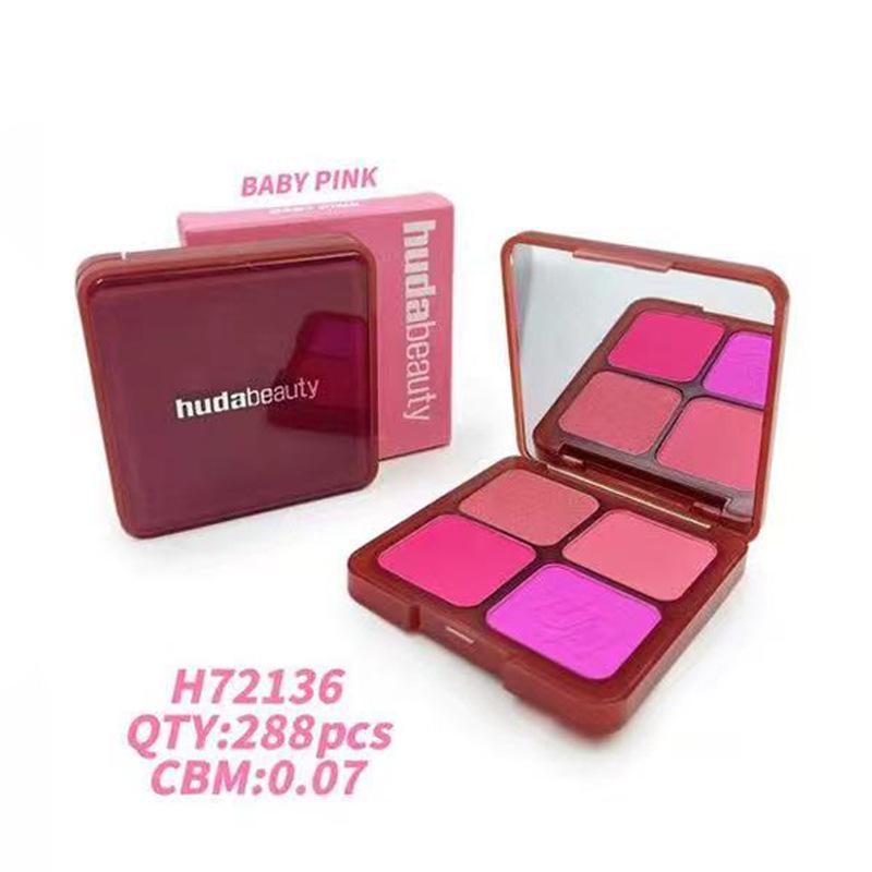 Палетка из четырех цветов румян и хайлайтеров Huda Beauty
