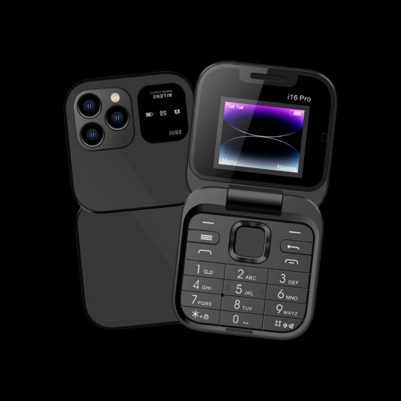 1 Комплект Быстрый набор Черный список Фонарик Запись звонков 2 SIM Складной Раскладушка Маленький Коробка Телефоны Для I16 Pro Mini Fold Мобильный телефон
