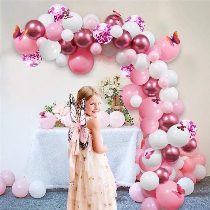 Arche Ballon Guirlande Kit 117pcs Ballons Ballons de Fête et 3D Papillons Deco pour Anniversaire, Mariage, Baptême