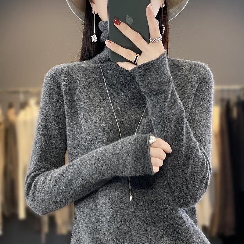 Women Loose Cowl Neck Long Sleeve Short Knit Base Sweater Casual Top