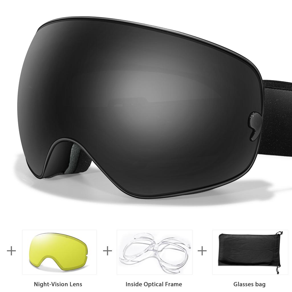 Классические горнолыжные очки, двухслойные, противотуманные, большие горнолыжные очки, UV400, маска для сноуборда, для мужчин и женщин, для зимних видов спорта, очки для сноуборда