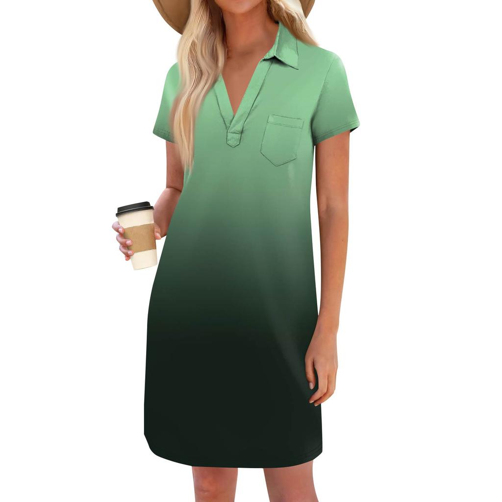 Женская мода повседневная свободная футболка с коротким рукавом и V-образным вырезом с маленьким карманом