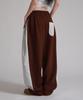 LIKE THE MOST Two-Tuck Flower Pocket Side Pattern Overpants_Brown