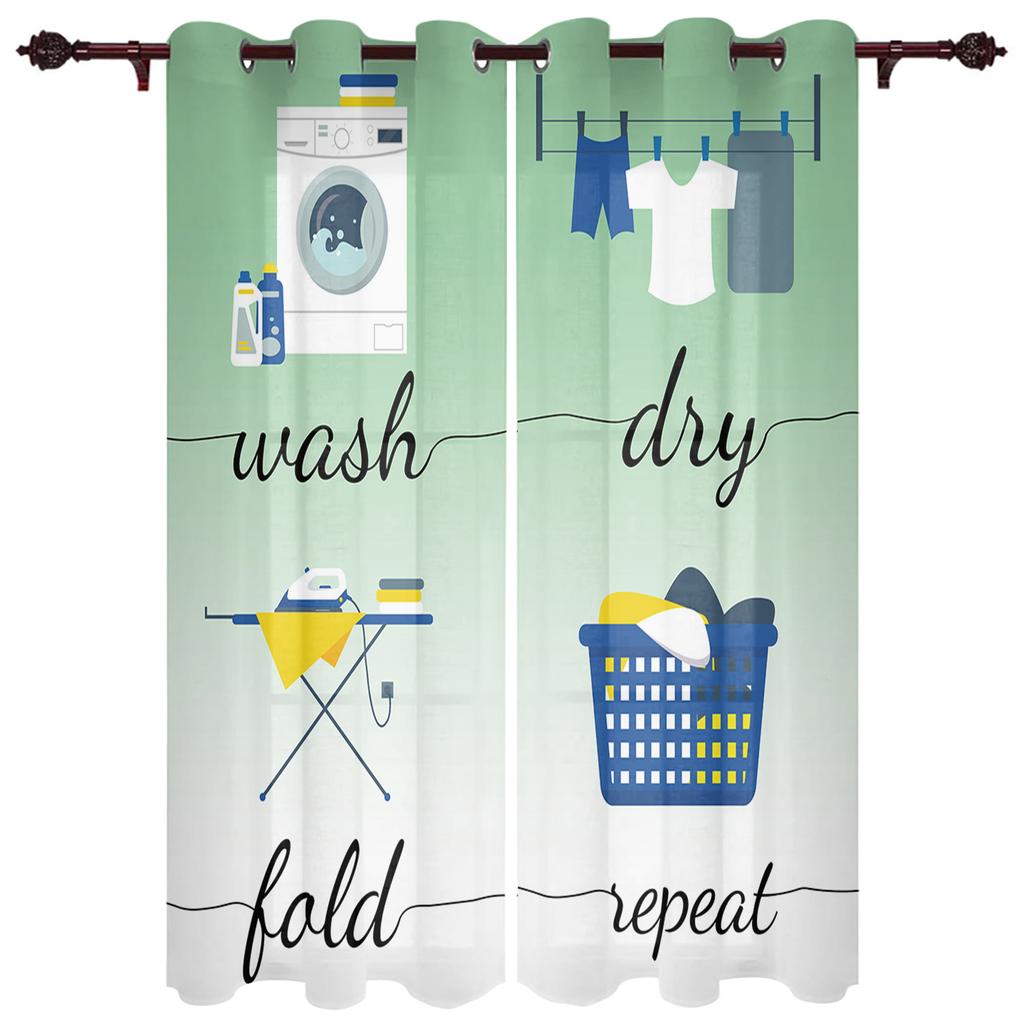 Винтажные занавески для прачечной в стиле кантри, ретро, для детской спальни, гостиной, кухни, двери, домашний декор, 2 штуки