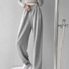 Drawstring Elastic Waist Solid Sports Wide Leg Pants for Women Fashion Straight Loose Women's Trousers Casual Slim Fit Office Ladies Sweatpants 25624