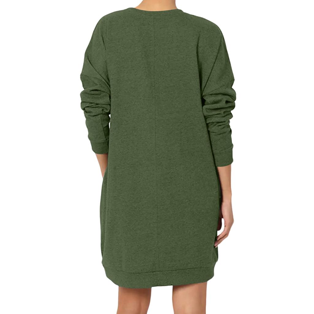 Женский однотонный топ с V-образным вырезом, с длинными рукавами, свободного кроя