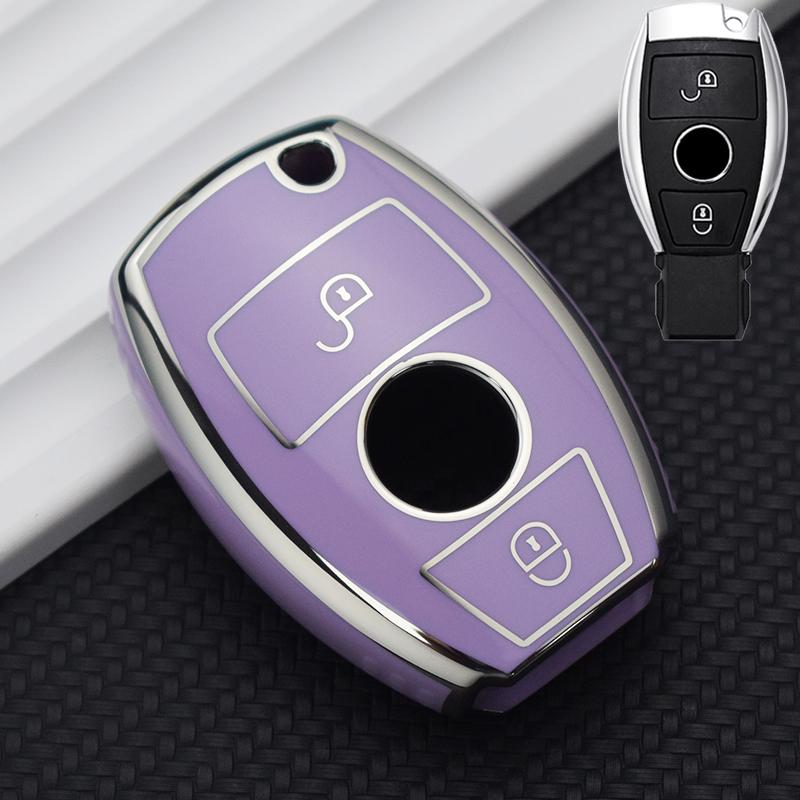 2 кнопки ТПУ чехол для ключей от машины Защитный чехол для Mercedes Benz ABCER Class GLS GLA GLK GLC CLS CLA AMG W204 W205 W212 W463 W176 аксессуары