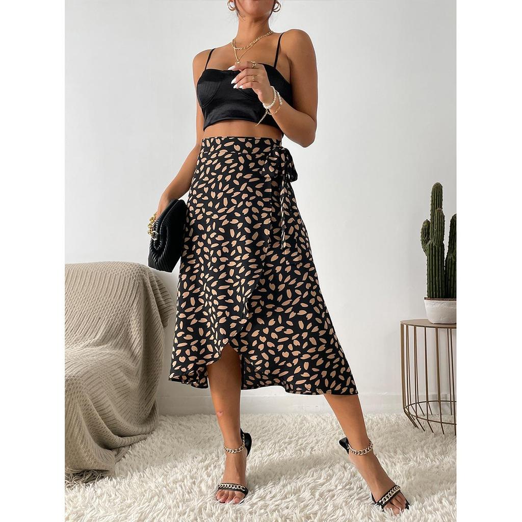 Women's European and American INS Casual Polka Dot Slit Skirt - Versatile and Trendy
