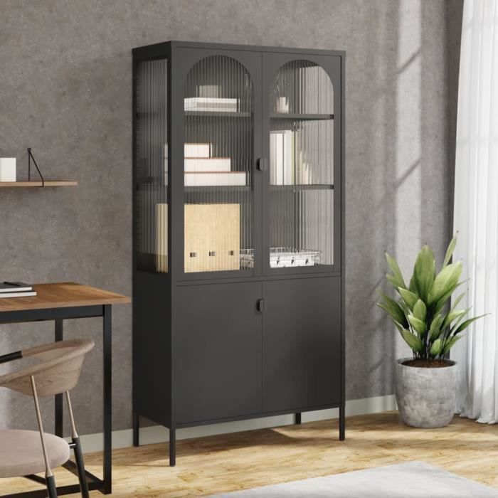 VidaXL Highboard Black 90x40x180 Cm Glass and Steel 353000