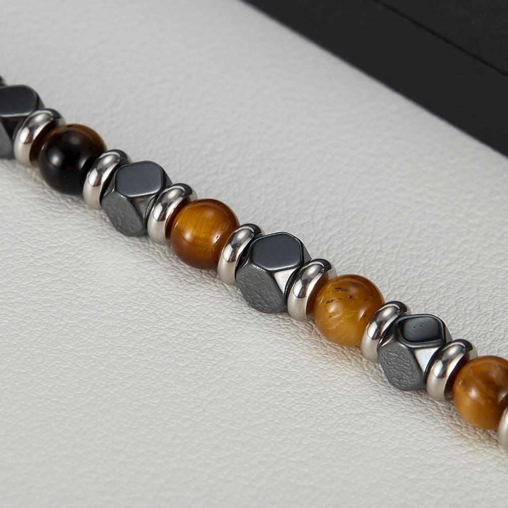 Handmade tiger Eye Gemstone Bracelets Daily Men Bead Bracelet Luxury Stainless Steel Anti Turnish Jewelry ALN25122807