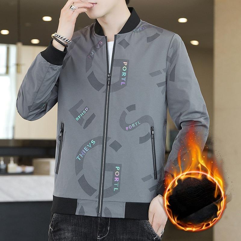 Флисовая куртка мужская зимняя новый стиль мужская бейсбольный воротник молодежная повседневная с полной печатью принтованная куртка-топ