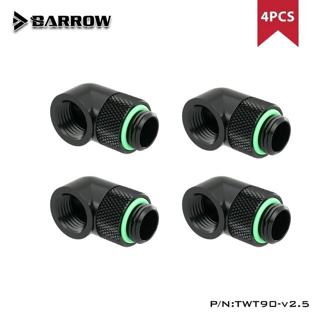 Barrow 4/6pcs TWT90-v2.5 ,90 Degree Rotary Fitting , G1/4" Rotatable 90 Adapter , For Cooling Equipment Adjust Connect Direction
