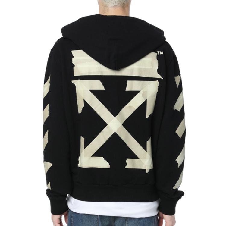 Off-White Толстовка с капюшоном Arrows Zip Up, черная, мужская, уличная одежда OMBE001G20FLE0021048