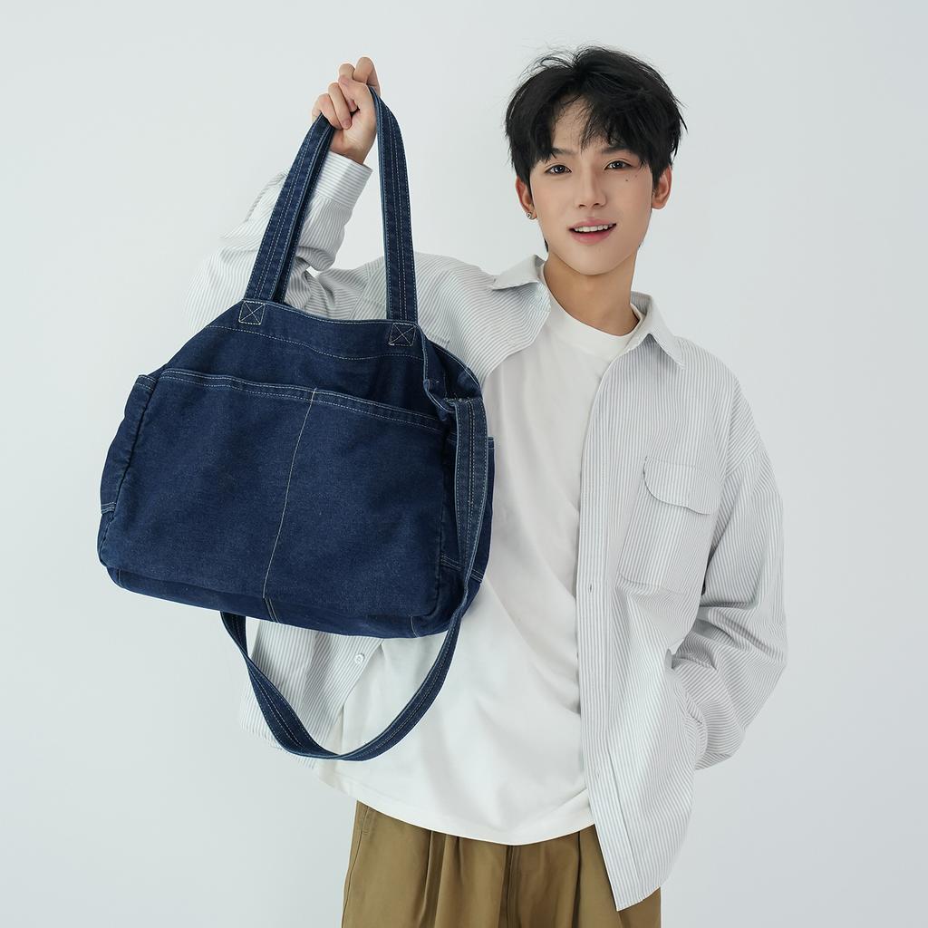 Женская сумка-тоут 2025 новая большая вместительная сумка для поездок на работу осенне-зимняя универсальная джинсовая на плечо сумка для занятий для студенток