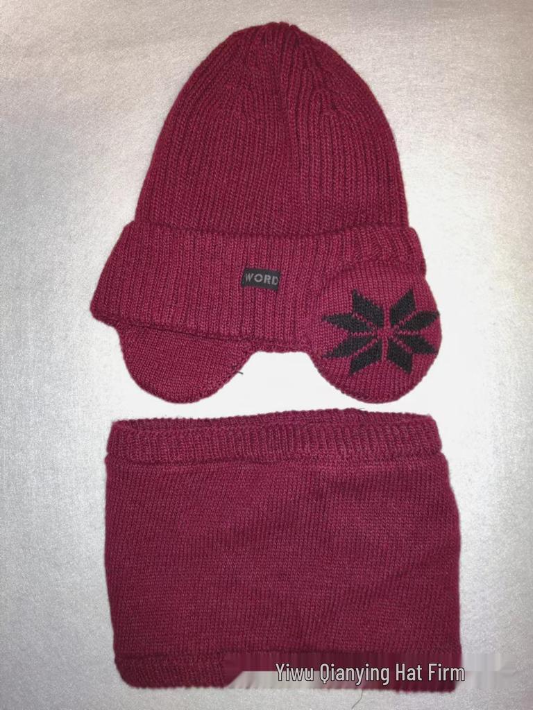 Men's Winter Knitted Wool Hat with Ear Protection, Plus Velvet, Windproof, Warm, Versatile Pullover with Large Brim.