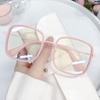 Women Pink Large Square Frame Glasses Girl Fashion Transparent Reading Glasses High-definition Anti-blue Light Computer Eyewear