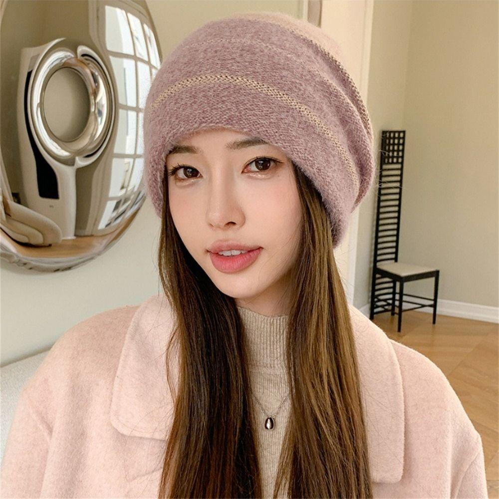 Thickening Knitted Hat Windproof Ear Protection Casual Bonnet Caps  for Women Girls