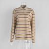 Womens Long Sleeve Striped Polo T Shirt Loose Vintage Casual Top