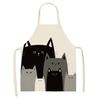 1 Pack Black Cat Pattern Men and Women Suitable for Home Dinner Kitchen Cooking Apron Cleaning Apron Anti-fouling