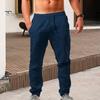 Men Pants Hip Hop Style Solid Color Sweatpants Drawstring Elastic Waist Loose Sport Trousers with Pockets for Daily Exercise