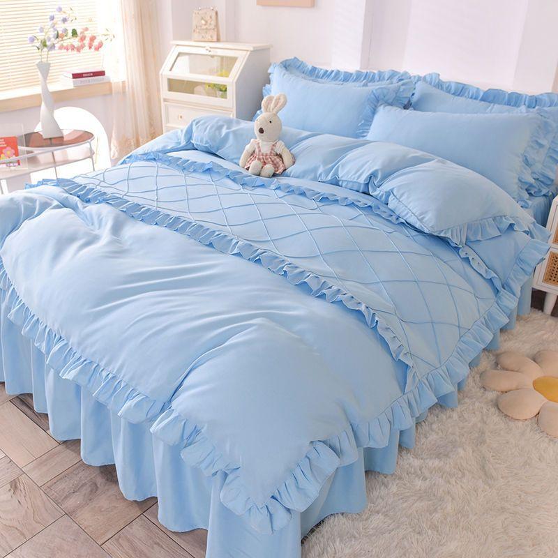 Кружевной постельный подзор из четырех частей, европейская атмосфера, простое одеяло, покрывало, простыня, постельное белье