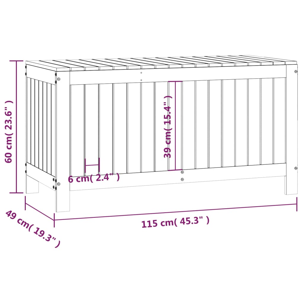 Garden Storage Box Gray 115x49x60 cm Solid Pine Wood